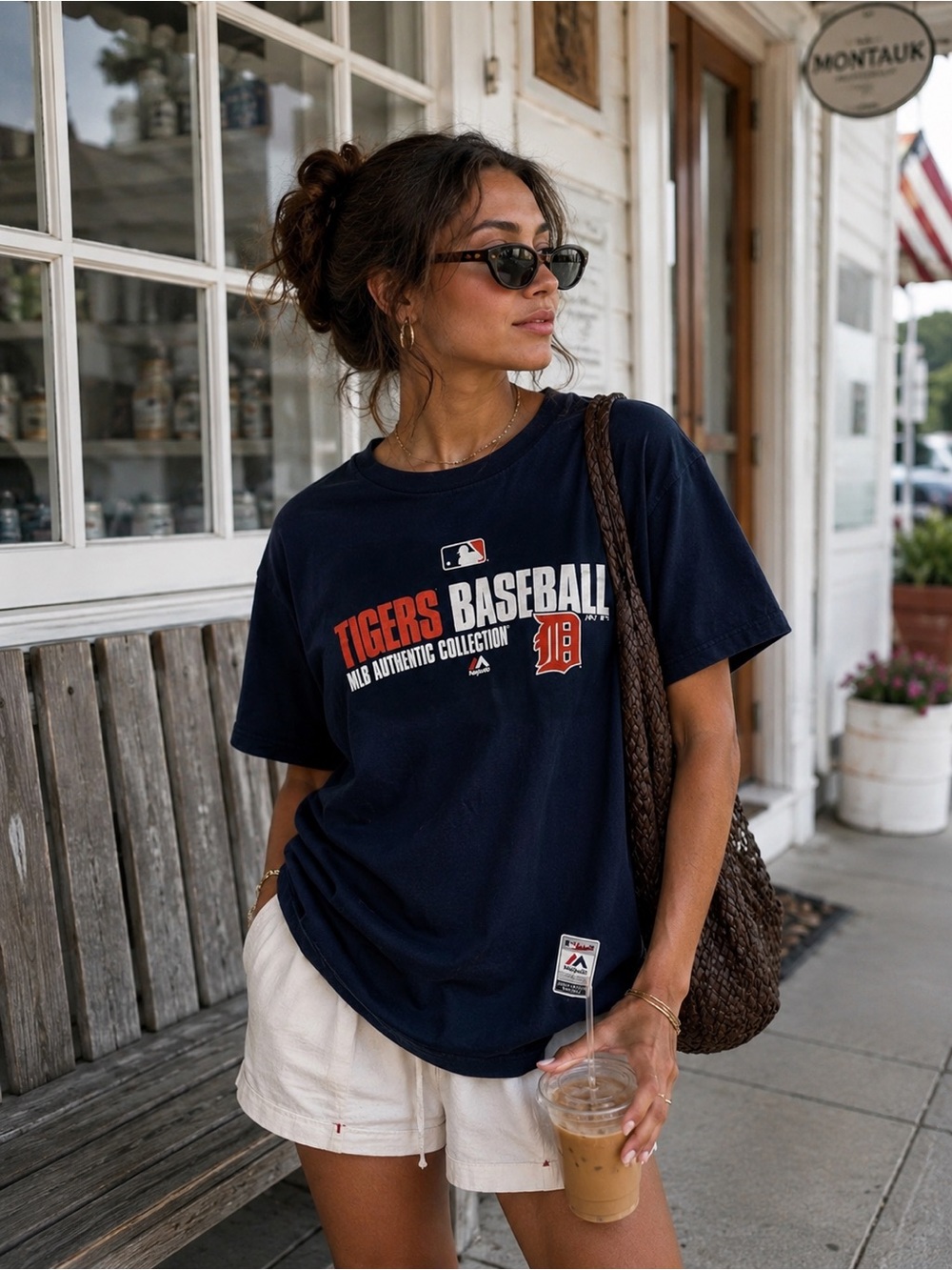 Detroit Tigers MLB Majestic Graphic Tee Navy Baseball Shirt Men’s L (women’s XL)